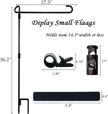 Garden Flag Stand-Holder-Pole with Flag Stopper and Clip Waterproof Powder-Coated Paint for House Flags,Decorative Yard Seasonal Flags