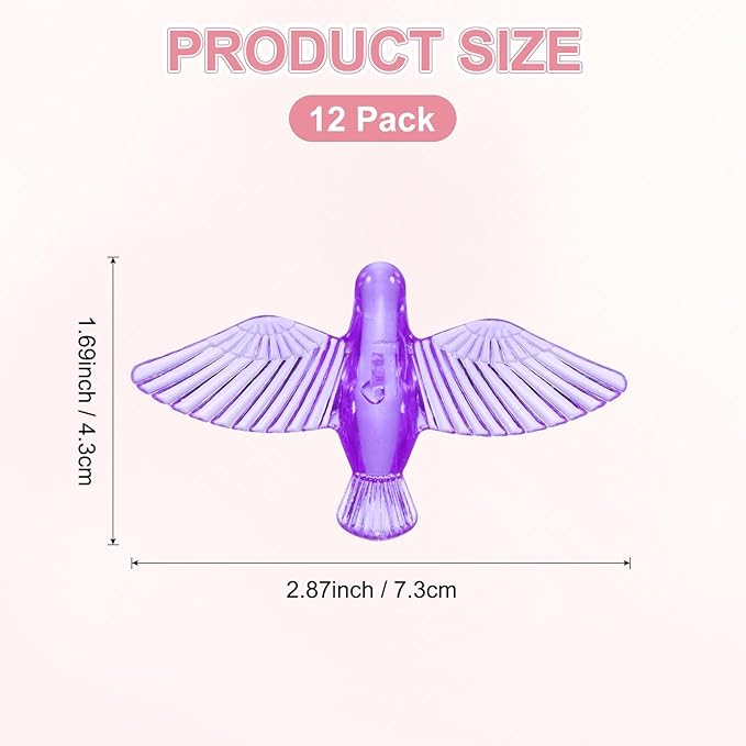M METERXITY 12-Pack Wind Chime Pendants, 4.3cm Acrylic Peace Dove Shape DIY Wind Chime Parts Supplies for Craft Projects/Custom Home Garden Outdoor Hanging Decorations [Purple]