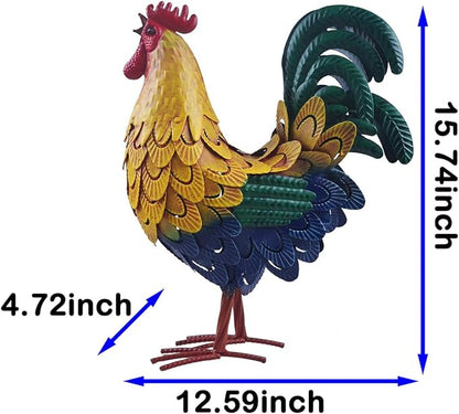 Metal Rooster Statue Garden Chicken Sculpture Decoration Metal Yard Art for Yard Outdoor Indoor Decoration (#M)