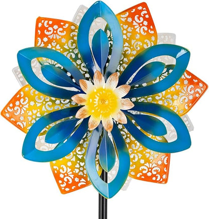 DREAMYSOUL Outdoor Metal Wind Spinner, 13 Inches Dia Hollow Pattern Wind Mills, Kinetic Wind Spinners for Yard Garden Outside Patio Lawn Decor