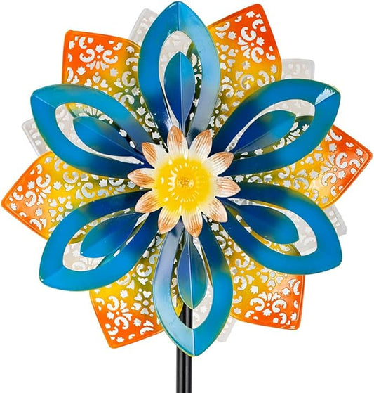 DREAMYSOUL Outdoor Metal Wind Spinner, 13 Inches Dia Hollow Pattern Wind Mills, Kinetic Wind Spinners for Yard Garden Outside Patio Lawn Decor