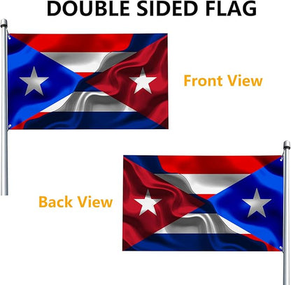 Puerto Rican Puerto Rico And Cuba Cuban Flag 3x5 Ft Double-Sided Printed Indoor/Outdoor Flag Polyester Fabric Decorative Banner With 2 Brass Grommets 3x5 Foot National Flags For Outside