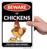 SmartSign Beware of Chickens You Have Been Warned Funny Animal Sign - 10" x 7", 40 mil Laminated Rustproof Aluminum Metal, For Gift, Yard, Cafe, Room