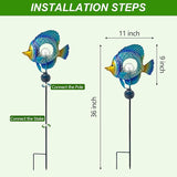 HONGLAND Solar Outdoor Lights -Metal Fish Decorative Stake- Garden Colorful LED Solar Path Lights for Lawn Path Yard Decoration Gift Idea