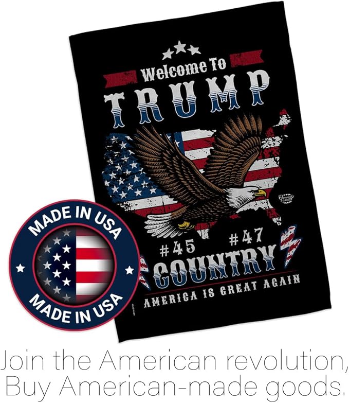 Welcome to Trump Country Flag Yard Sign Wall Hanging Decor Home Poster Rally Shooting MAGA Vance 2024 Political Poster Lawn Garden Outdoor Patriotic Patio Decoration Republican Gift Made in USA