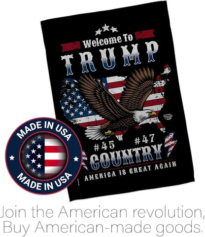 Welcome to Trump Country Flag Yard Sign Wall Hanging Decor Home Poster Rally Shooting MAGA Vance 2024 Political Poster Lawn Garden Outdoor Patriotic Patio Decoration Republican Gift Made in USA
