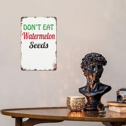 Vintage Tin Metal Sign Don t Eat Watermelon Seeds Maternity Graphic Fitted 2 8x12 Inches Retro Wall Decor for Home,Garden,Patio,Office,Kitchen,Bathroom,Funny Quotes & Motivational Decorations