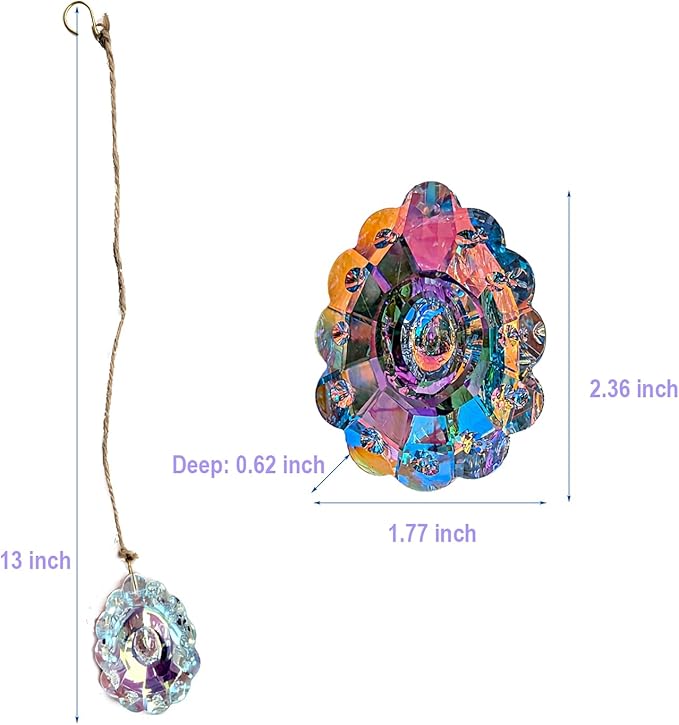 Crystal Prism DIY Suncatchers, 3PC AB Flower Prism Hanging Crystal for Windows, Chandeliers, Garden and Home Decor
