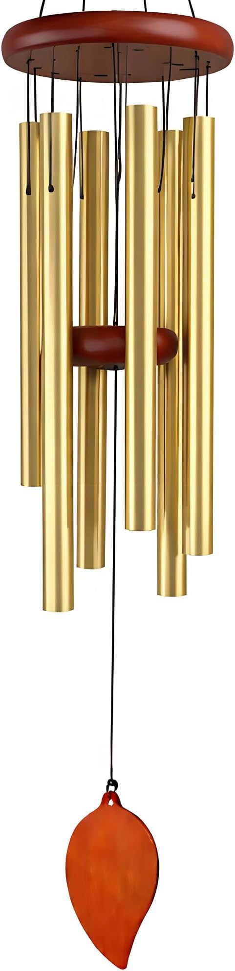 32” Large Golden Aluminum Wind Chimes with Brown Wooden Cap for Outside, Deep Tone Outdoor Garden Patio Weather Resistant Metal Decor, Ideal Gift for Birthday, Mother's Day, Meditation, Relaxation