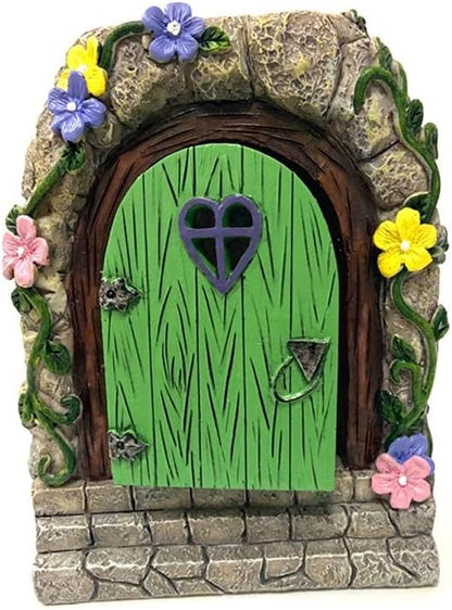 FitBest Fairy Garden Doors Decoration, Solar Miniature Door Sculpture, Outdoor Garden Statue for Tree Yard Lawn Patio Ornament Decoration