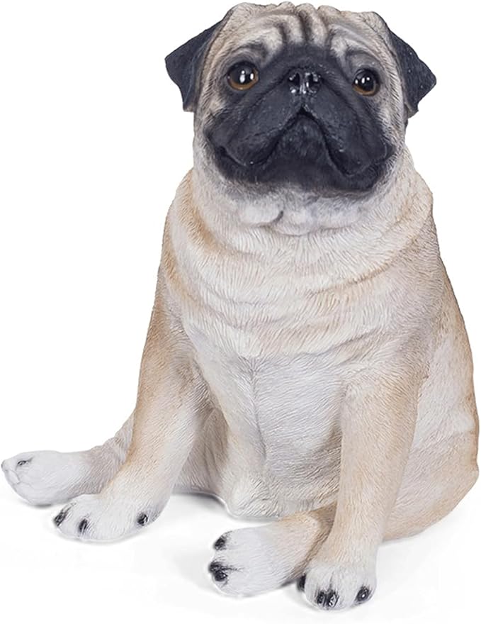 Garden Statues Realistic Lifelike Adorable Sitting Pug Dog Statue 8"/13" Tall Pet Pal Pugs Puppy Pup Dog Breed Collectible Resin Decor Figurine Yard Ornaments Decor