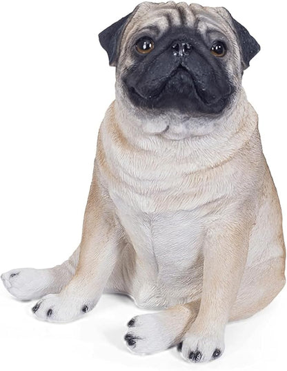 Garden Statues Realistic Lifelike Adorable Sitting Pug Dog Statue 8"/13" Tall Pet Pal Pugs Puppy Pup Dog Breed Collectible Resin Decor Figurine Yard Ornaments Decor