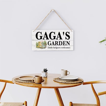 Gaga Gifts Outdoor Garden Wooden Sign Decor, Indoor Garden Decoration Hanging Signs 12x6 Inches, Outdoor Porch Yard Wall Art Decor Sign, Mother's Day Gifts Birthday Gift for Mom Grandma
