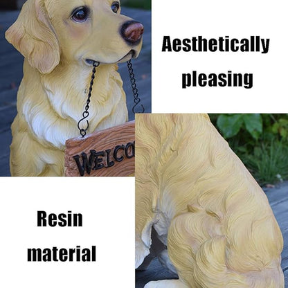 Garden Statues Outdoor Decor Balcony Figurine Outdoor Statues Courtyard Resin Decoration Outdoor Garden Simulation Animal Statue Living Room Corridor Dog Sculpture(36 * 30 * 46cm)