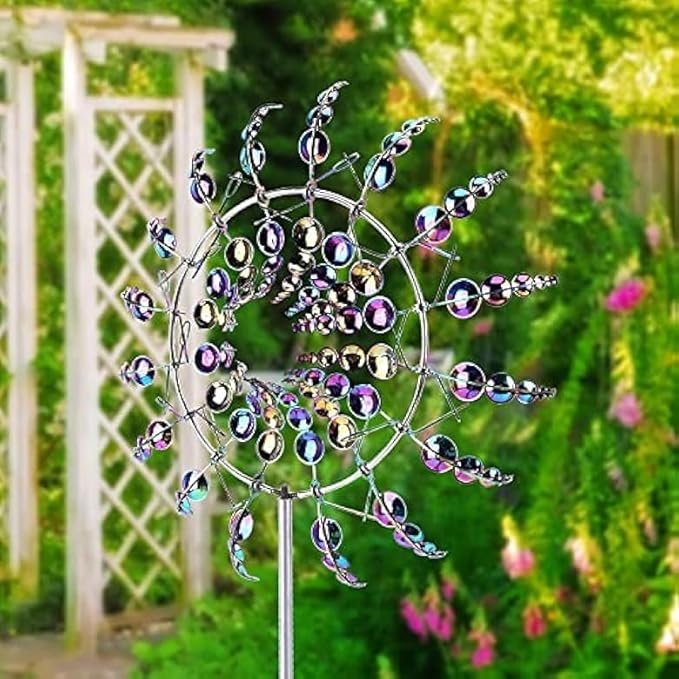 2Pcs Wind Spinners for Yard and Garden，Wind Spinners Outdoor，Magical Metal Windmill，Whimsical Wind Sculpture（2Pcs ）