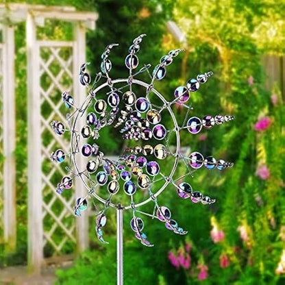 2Pcs Wind Spinners for Yard and Garden，Wind Spinners Outdoor，Magical Metal Windmill，Whimsical Wind Sculpture（2Pcs ）