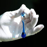 12pcs Raindrop Crystal Chandelier Prisms Parts, 53mm Hanging Crystals Beads for Chandeliers, Home Decoration (Mid Blue)