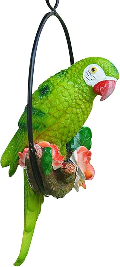 Parrot Decoration | Garden Sculpture Wall Decorations | Innovative Iron Ring Hanging Bird Statue-B