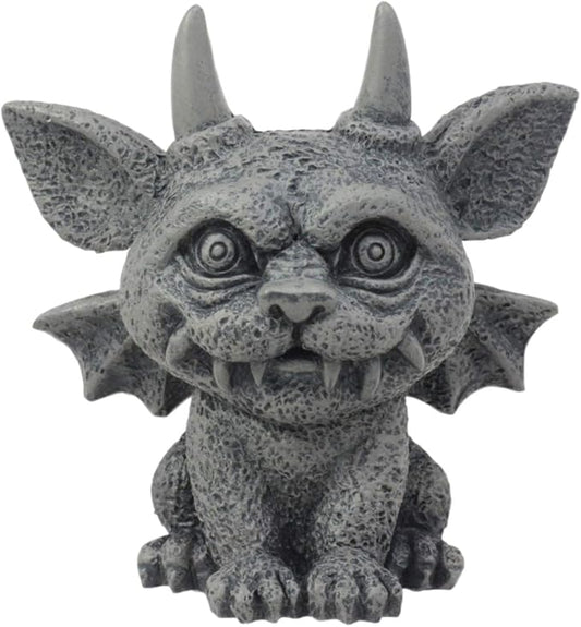 Ebros Gothic Horned Bat Cat Gargoyle Bast Figurine Small Mythical Fantasy Decor Statue 3.25" Tall As Talisman of Protection Fairy Garden Accessory DIY Renaissance Or Medieval Collectible