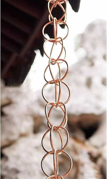 Decorative Rain Chains Waterfall, Copper Rain Gutter Chain Downspout Catcher, 5ft 6ft 7ft 8ft 9ft Decorative Rain Chain for Porch Patio Deck Garden, Outside Divert Water Chains (1.5m/4.9ft)