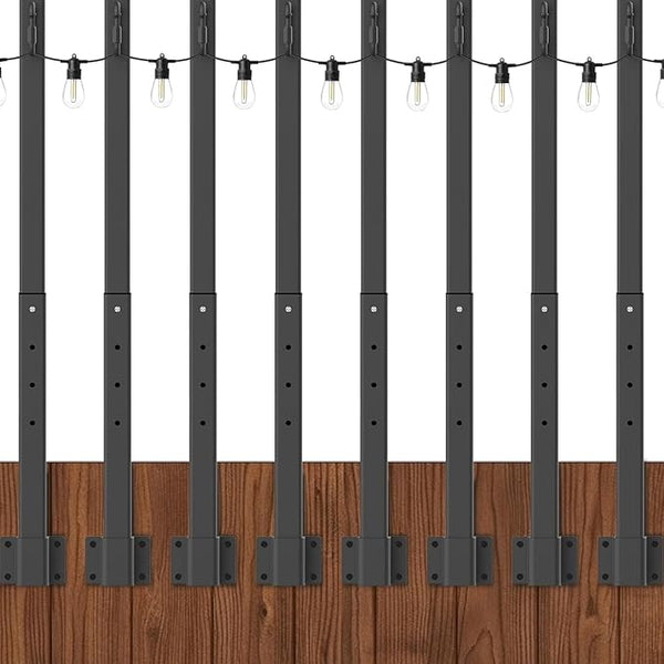 NUERPO 8 Pack String Light Poles,2.8Ft Metal Poles for Outdoor String Lights,Outdoor Light Poles with Post,Poles/Stand for Outside,Patio,Deck,Backyard,Garden Wedding,Party