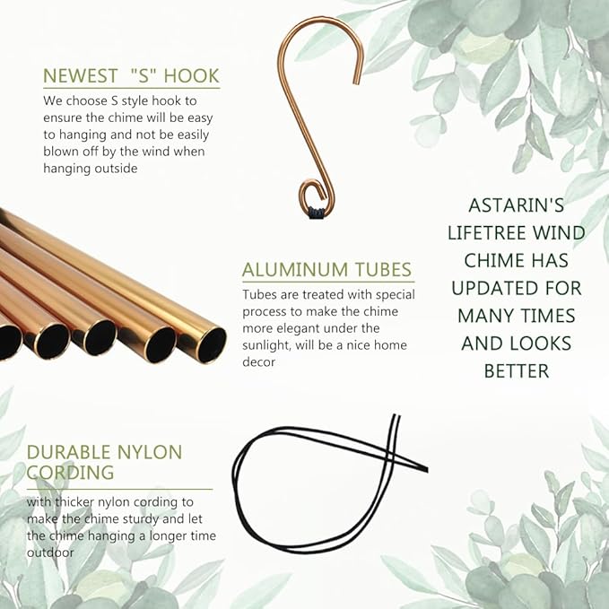 ASTARIN Wind Chimes Outdoor for The Loss of Mom Dad, Personalized Customized WindChimes for Loss of Loved One, Memorial Wind Chime as Sympathy Gift, Home Garden Patio Décor, 36''(Produced in USA)