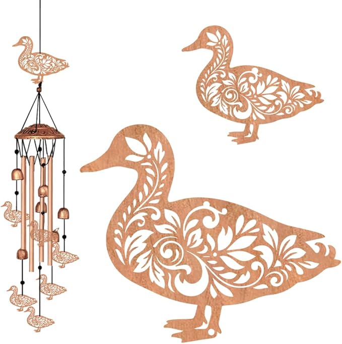 ORIGACH Duck Wind Chimes, Metal Wind Chimes for Outside, Decor for Lawn, Patio, Home, Garden, Large Animal Wind Chime Gifts for Birthday Family & Friends