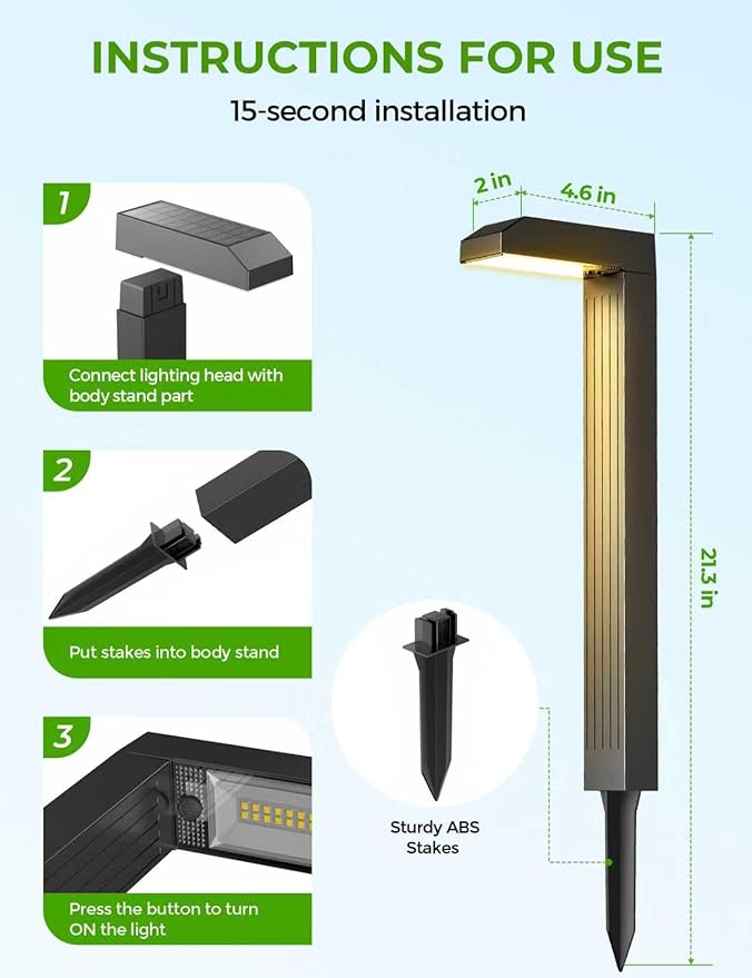 Solar Pathway Lights Outdoor 10 Pack, 3 Color in 1 Bright Landscape Lighting with Cool/Warm/Daylight White Modes, Auto On/Off, IP65 Waterproof for Yard Garden Walkway Sidewalk Patio Lawn Decor