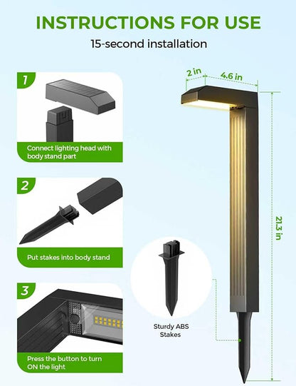 Solar Pathway Lights Outdoor 10 Pack, 3 Color in 1 Bright Landscape Lighting with Cool/Warm/Daylight White Modes, Auto On/Off, IP65 Waterproof for Yard Garden Walkway Sidewalk Patio Lawn Decor