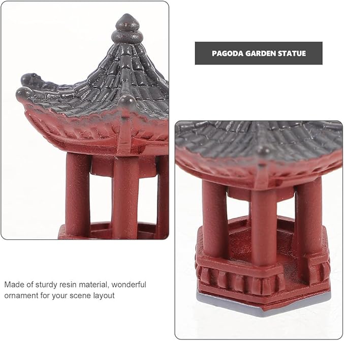 FOMIYES Mini Pagoda Statues 6pcs Japanese Temple Style Resin Desk & Garden Decor