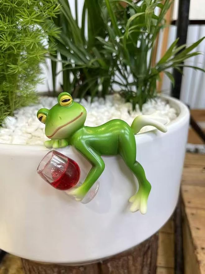 Cute Hanging Frog Garden Ornament – Relaxing Frogs Sculpture Outdoor Statue for Indoor Plant Pots or Garden Decoration,Outdoor Yard or Patio Decor.