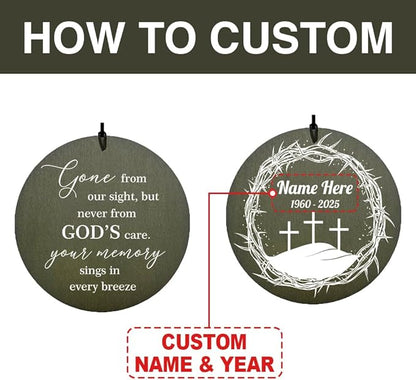 Personalized Wind Chimes, 36inch Memorial Wind Chime, Loving Memory Gifts, Custom Name Cross Wind Chime for Loss of Loved Dad/Mom, Jesus Gods Outside Decor Clearance (Produced in USA)