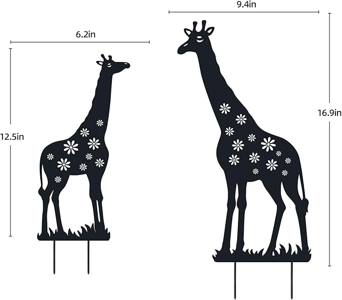 Metal Decorative Garden Stakes, Giraffe Garden Decor for Outside Gifts for Women Men, Black Silhouette Statues Decorations Outdoor for Yard Art, Lawn, Backyard, Pathway,Patio