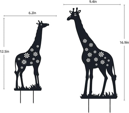 Metal Decorative Garden Stakes, Giraffe Garden Decor for Outside Gifts for Women Men, Black Silhouette Statues Decorations Outdoor for Yard Art, Lawn, Backyard, Pathway,Patio