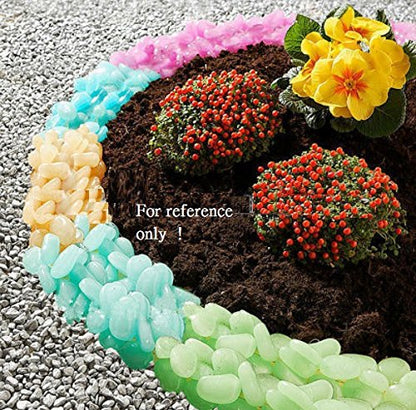 chic style 330pcs Glow in The Dark Pebbles Stone Garden Walkway Decor Outdoor Bulk Fish Tank Aquarium Glow Decorations Gravel Rocks (Blue Green Orange)