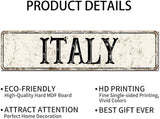 Madcolitote Vintage Italy Wood Sign Italy Street Signs Customized Rustic Wooden Wall Art Farmhouse Wall Decor Kitchen Wall Hanger Retro Decoration Sign Housewarming Gift 6x24in