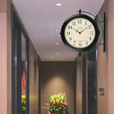 BESTIME 66264B 16-Inch Double Sided Metal Wall Clock with Black Frame.Sturdy Frame,Easy Read,Garden,Home Décor,Indoor,Outdoor,Farmhouse,Yard,Station,Office,Photography Props.
