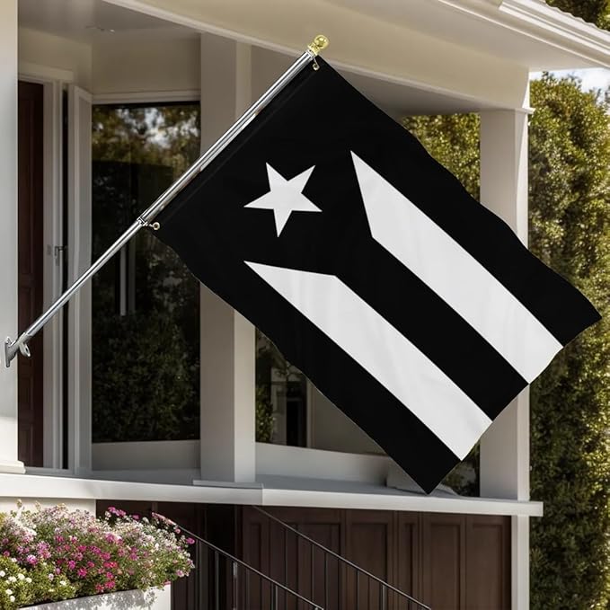 Black Puerto Rico Flag 3x5 Foot Puerto Rican National Flags with 2 Grommets for Indoor Outdoor Yard House Garden Décor