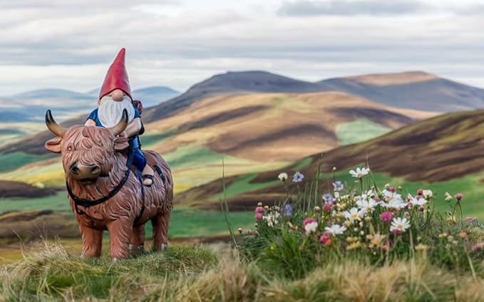 Funny Guy Mugs Gnome Riding A Highland Cow - Funny Garden Gnomes Gifts for Women - Garden Gnomes for Outdoors
