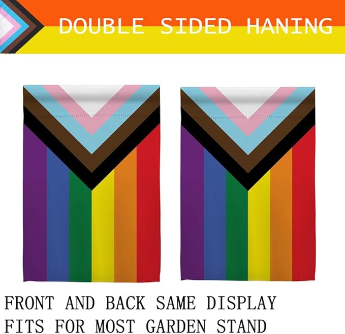 Progress Pride Rainbow Garden Flags - Inclusive Progress Yard Small Flag 12.5x18 Inch for LGBTQ Lesbian Gay Transgender