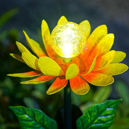 Solar Flowers Wind Spinners Outdoor,Sunflower Windmill for Yard Art Decor Lights Wind Pinwheels with LED Crystal Ball Spring Outdoor Decor for Garden Lawn Patio