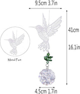 H&D HYALINE & DORA Glass Crystal Flower Prism Rainbow Maker Hummingbird Hanging Window Sun Catcher for Gift