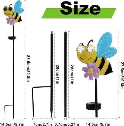 Rngmsi Garden Solar Lights Dynamic Eyes, Bee Solar Garden Lights Stake Outdoor Decorations, LED Lighting Bee Decor Gifts for Patio Yard Pathway Lawn Ornaments