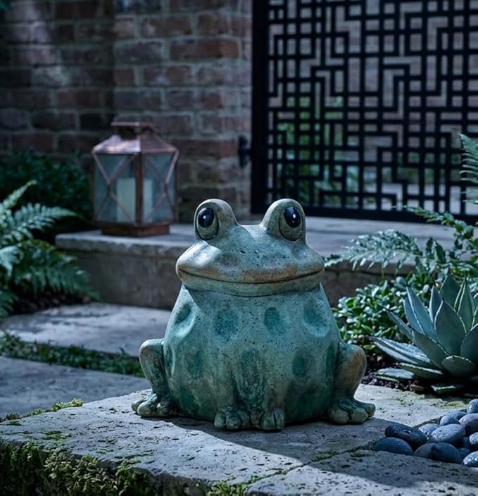 Napco Imports Decorative 3 Inch Indoor or Outdoor Sculpture Figurine Garden Statue Green Spotted Frog