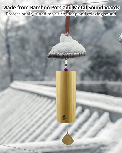 Bamboo Wind C-himes Japanese Wind C-himes for Sound Healing Meditation and Calming Emotions Classic Home Decoration Good Gift for Family Friends (Fm Chord) with Gift Box Wooden Wind Chimes