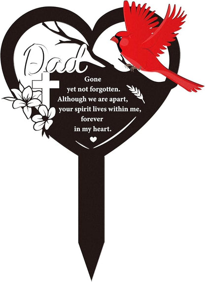 Rngmsi Dad Grave Decorations for Cemetery - Cardinal Grave Markers for Humans Father Memorial Plaques Stake for Outdoors Garden Yard