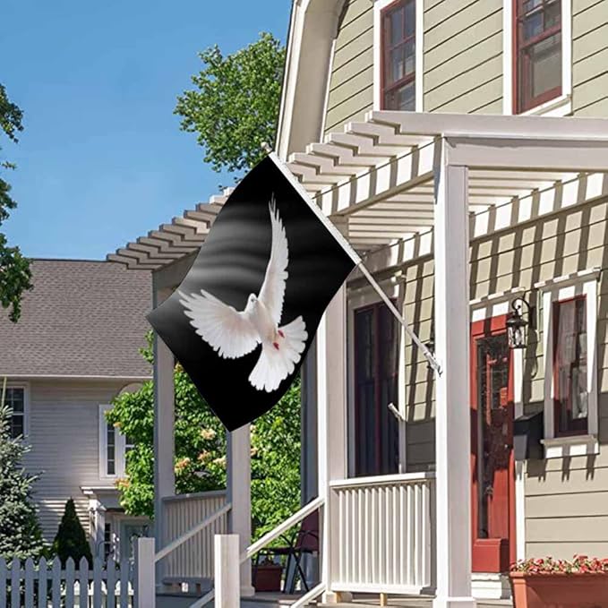 Swono White Dove Flag 3x5 ft Pigeon Free Flying Bird Animal Light Shadow Love Peace Flag Double Sided Double Stitched with Brass Grommets