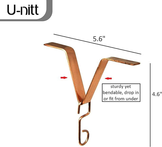 U-nitt Gutter Clip for Rain Chain Installation DIY | Gutter Adapter for Roof Downspout Chain | Water Collection | Copper Plated, Heavy Metal, 6 X 5 inches, Adjustable, Fits 2 in Gutter Hole