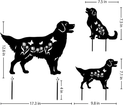 Golden Retriever Metal Garden Stakes Decorative Dog Gifts for Women/Men/Dog Lovers Gifts,Black Silhouette Statues for Yard Art,Outdoor Decor,Outside,Patio,Lawn Ornaments,Garden Decorations