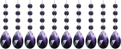 PATIKIL Teardrop Crystal Chandelier Pendants Beads, 10 Pack 125mm Length 38mm Chandelier Prisms Parts Ornaments Hanging Beads for DIY Arts Crafts Decoration, Violet